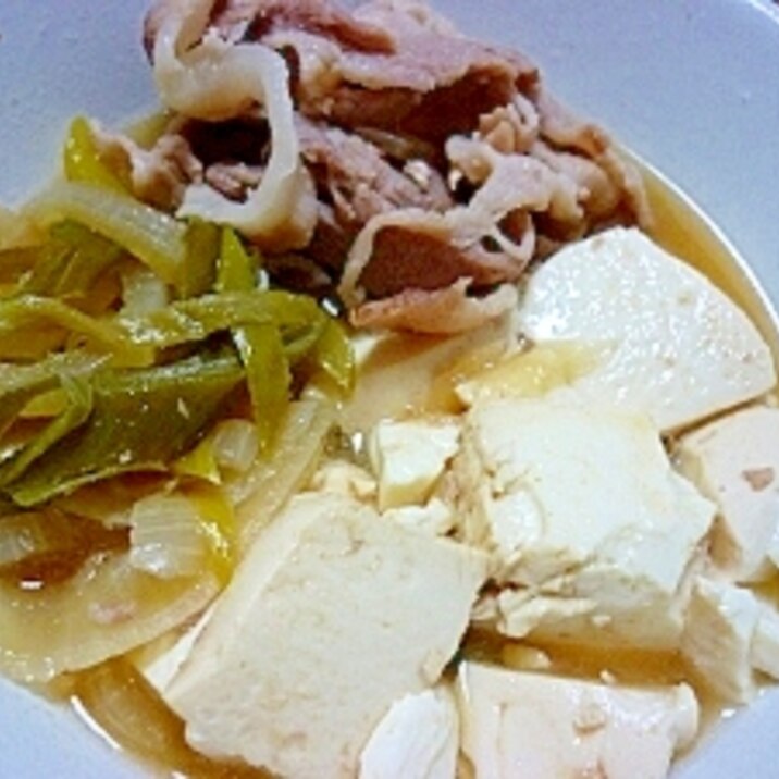 豚バラ&豆腐&白ネギのサッと煮＊